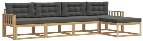 vidaXL Outdoor-Sofagarnitur 4 pcs Weiß und Anthrazit Polyester, Gartenmöbel Set, modern, wetterfest, Sitzgruppe, Ecksofa, Akazienholz, braun, modulare Lounge