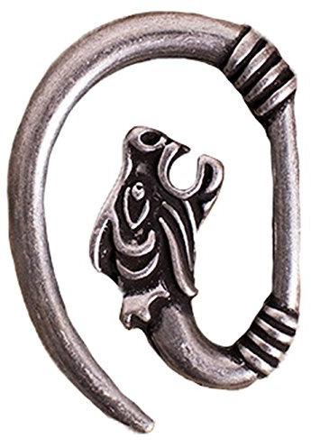 Battle-Merchant Gürtelhaken Wolfskopf für Gürtel bis zu 3 cm Breite (Silber)