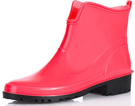 Ladeheid Stivaletti Donna in Gomma PVC Stivaletti Impermeabili da Donna Stivali Corti Eleganti in Gomma per la Pioggia per la Primavera e l'Autunno LA-930 (Corallo 36 EU)