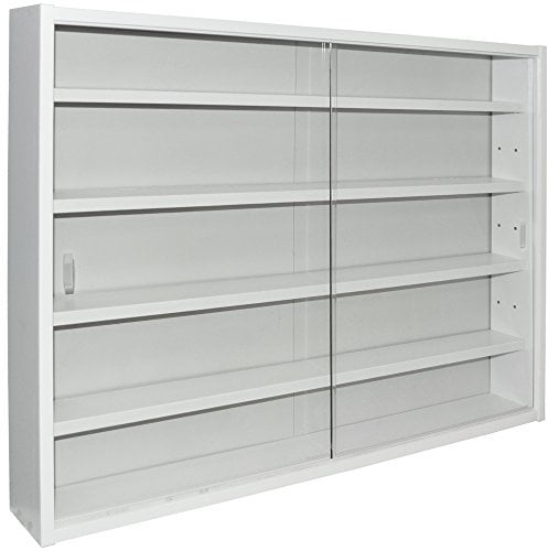 WATSONS REVEAL 4-Shelf Glass Wall Display Cabinet – White Finish – Slim Storage for Collectibles