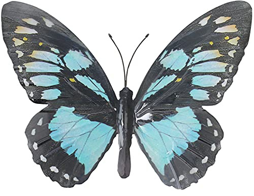 Primus Large Metal Butterfly Light Blue and Black Outdoor Garden Home Decoration Wall Art | Outdoor Garden, Home Decoration