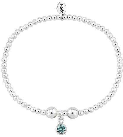 Trink Brand Sterling Silver Beaded Birthstone Birthday Month Bracelet - January, February, March, April, May, June, July, August, September, October, November, December