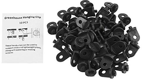 Zerodis 50 Stück Gewächshaus-Clips zum Aufhängen von Rankenkulturen, Körben, Blumentöpfen, Blumengarten, Befestigungsset aus Kunststoff (schwarz)