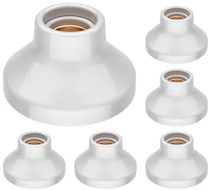 ledscom.de 6 Stück Deckenleuchte/Lampenfassung ELEKTRA, Porzellan, weiß glänzend, 1x E27 max. 300W