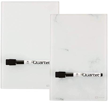 Quartet GDP96 Schreibtisch-Notizblock, 22,9 x 15,2 cm, Whiteboard, trocken abwischbare Oberfläche, Marmor/Weiß, 2 Stück