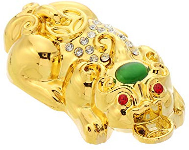 Prime Feng Shui 1 Stück große goldene Pixiu Statue mit glitzernden Kristallen bringen Glück und Reichtum zu Hause Büro Dekoration
