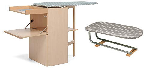 Foppapedretti Lo Stiro Mobile con ASSE da Stiro a Scomparsa, in Legno, Naturale + Lo Stiragonne, Naturale