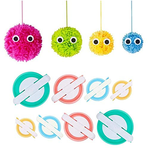 Pompom Maker,2 Set 4 Größen Bommel Maker Groß Set Fluff Kugel Weber DIY Handwerk Pompom Making Kit für Anfänger (8)