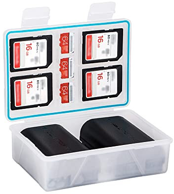 Boîtier de Batterie pour Appareil Photo Boîte de Rangement pour Carte SD pour Canon LP-E17 LP-E12 LP-E6 Fuji NP-W126 NP-W235 Sony NP-FZ100 NP-FW50 Nikon EN-EL15 et Cartes SD TF XQD CFexpress Type-B