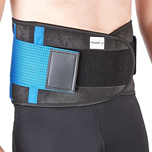 PhysioRoom Elastic Neoprene Lumbar Back Support Belt - Back Brace Posture Corrector with Double Adjustable Strap for Compression & Posture Support - Sciatica Pain Relief, Spinal Stenosis, Lumbago
