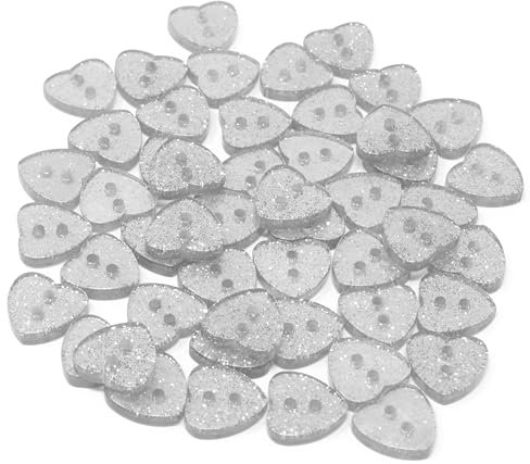 Special Touches Silberfarbene Knöpfe in Herzform, Kunstharz, 13 mm, 50 Stück