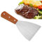 Espátula para bistec de acero inoxidable, mango de madera, antiadherente, resistente al calor, parrilla para barbacoa, espátula para bistec, herramienta de cocina giratoria para cocina, restaurantes
