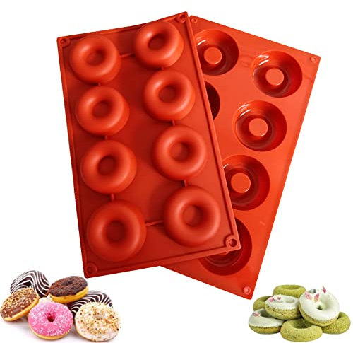 yeemeen 2PCS Moule à Donut en Silicone, 8 Trous Silicone Plateau Gâteau Bâton Mould Gâteau au Chocolat Pudding Gelée Muffin Plateaux pour Cuisine Cuisson Décoration, Antiadhésif