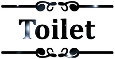 Healifty Toilet Mirror Signs Toilet Door Signs Mirror Wall Sticker Decals Acrylic Wall Sticker Mirror for Home Bathroom Restroom Decor (Black)