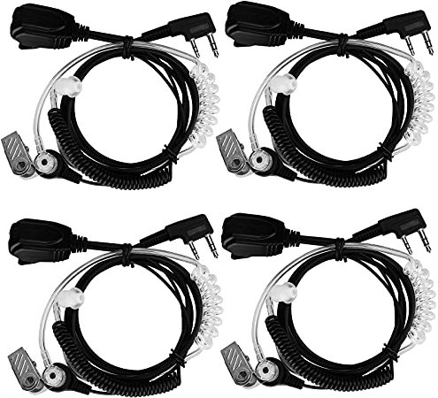 Retevis EAK005 Walkie Talkie Earpiece Compatible with 2 Way Radios RT619 RT622 RT668 Baofeng UV 5R 888s eSynic Clearer Sound Two Way Radio Headset with Acoustic Tube Coil Design (4 Pack)