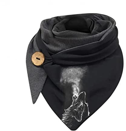 Dreieckschal Damen Herren Baumwolle Schal Herbst Winter Warm Drucken Scarf Poncho Cape mit Knopf Soft Wrap Großen Dreieckschal