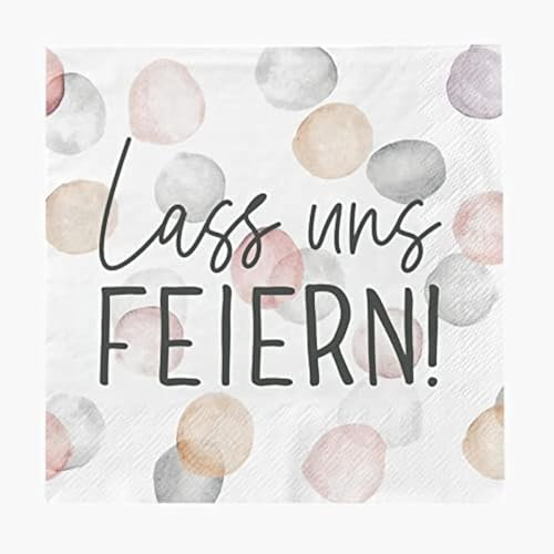 Grafik-Werkstatt Servietten mit Spruch | 20 Stück | 12,5 x 12,5 cm | weiß | Lass uns feiern!