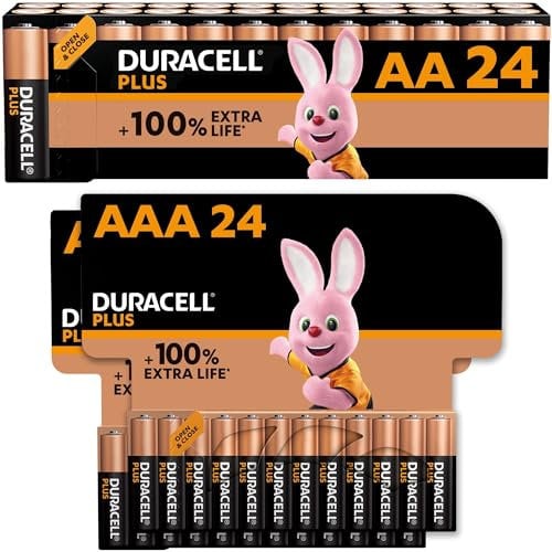 Duracell Plus AA & AAA Batteries (Combo pack of 48) - Alkaline 1.5V - Up To 100% Extra Life - Reliability For Everyday Devices - 0% Plastic Packaging - 10 Year Storage - LR6/LR03 MN1500/MN2400