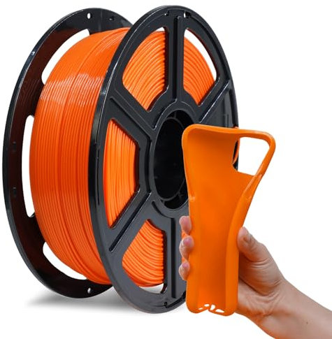 Flashforge PLA Flexibles 3D-Drucker-Filament, 3D-Druckfilamente, 1 kg Spule, Maßgenauigkeit +/- 0,02 mm, umweltfreundlich, kein Rauch und kein Geruch (orange, PLA flexibel)