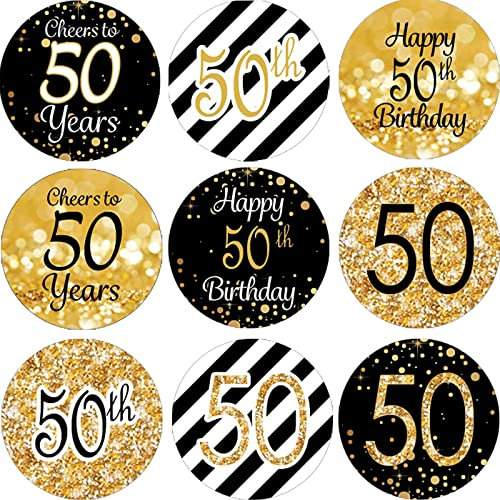 216Pcs 50.Geburtstag Aufkleber Geburtstag Sticker Jahrestag Etiketten Runder Aufkleber für Geschenk-Verpackung Gastgeschenk Hochzeit Mitgebsel Feier Party Dekoration