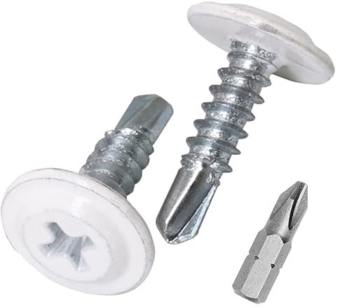 SKIR'CO - Tornillos autoperforantes (50 unidades, 4,2 x 16 mm, cabeza de armadura modificada Phillips, tornillo de chapa metálica, cabeza de oblea (50, blanco puro RAL 9010)