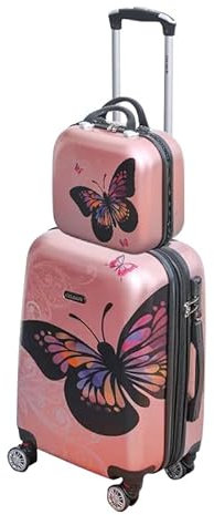 CELIMS - Valise Cabine avec Vanity | Valise en Polycarbonates | 55 x 36 x 23 cm | 4 roulettes Doubles | Cadenas TSA | Rose Gold