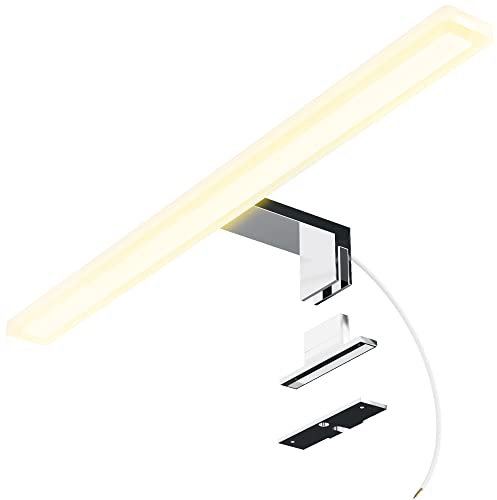 SSC-LUXon LINA - Lampada da specchio per bagno, 50 cm, luce bianca calda, 230 V, colore argento lucido, 3 in 1