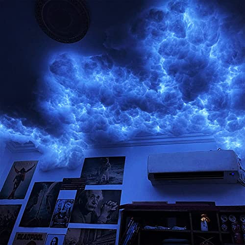 Lumières LED Nuage pour Plafond de Chambre à Coucher Moelleux, lumière d'ambiance pour Salle de Jeu, lumière 3D Thundercloud RVB, Changement de Foudre Multicolore, veilleuse d'ambiance,2m²