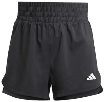 adidas Donna Pacer Training 3-Stripes Woven High-Rise Shorts, Black/White, L 5 inch
