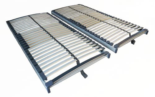 AM Qualitätsmatratzen Stabiler Lattenrost 90x220 bis 250kg 2er Set mit 30 Federleisten - Made in Germany - Stabiles Lattenrost für Übergewichtige - Bettrost XXL für schwere Matratzen fertig montiert