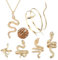 Morfetto Schlangenschmuck Schlangenarmband Schlangenarmmanschette Schlangenringe Schlangenhalsketten Set Schlangenzubehör Schlangenschmuck für Damen Gold