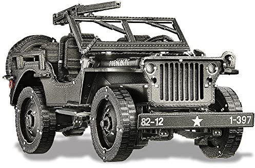 Piececool 3D Puzzle Metall Modellbausatz Auto Willys MB, 3D Metall Puzzle für 340 Edelstahl, Ganzes Metall, 1:1 Wiederherstellen, Geburtstagsgeschenk, Modellbausatz Erwachsene, 221 Teile