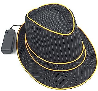 ABOOFAN LED Jazzhut Blitzhut Fedora für Männer und Damen Blinkender Hut mit Gelbem Licht 1,5v für Bühnenauftritte Kostümparty Halloween Maskenball