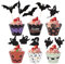 KALUROIL 24 PCS Halloween Cupcake Toppers - Schwarz Geist Tortendeko - Kuchen Dekorationen - Gruselige Geisterformen -Fledermausform