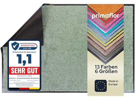 Primaflor Schmutzfangmatte CLEAN – Mint-Grün, 60x90 cm | Saugstarke, Schwer entflammbare Fußmatte | Rutschfester Türvorleger für Innen | Türmatte für Eingangsbereich | Sauberlaufmatte mit Gummirand