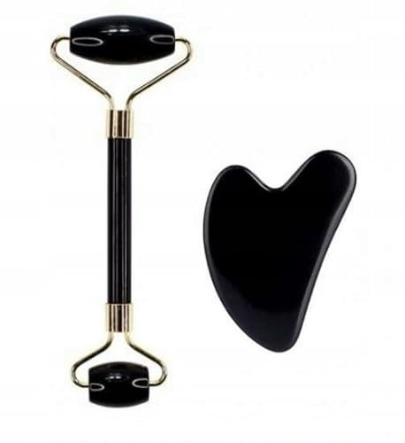 Deni Carte Jade Gesichtsmassager black roller + black gua sha Geschenkset Deni Carte