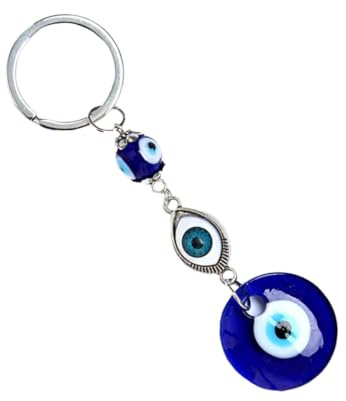HOMSFOU Portachiavi Occhio Turco Blu Amuleto Malocchio Ciondolo Decorativo Per Borsa Zaino 4.72X1.18X0.31In Accessorio Moda Multifunzione Regalo