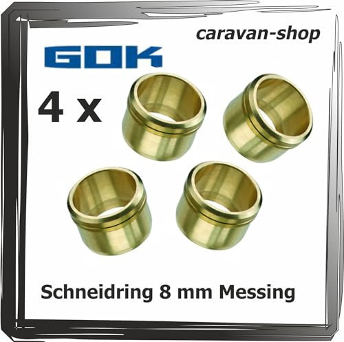 4 x Schneidring Messing für Gas Kupferrohr 8 mm Boot Marine Verschraubung