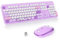 SOLIDEE Combo Tastiera e Mouse Wireless,tastiera macchina da scrivere retro,Tastiera per Computer con Tasti Rotondi 2.4GHz con Tastierino Numerico,Tastiera a 104 Tasti(Americana QWERTY)(Bear Purple)