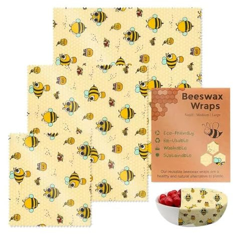 Envolturas de cera de abejas | Cera de abejas reutilizable lámina alimenticia | lámina de cera de abejas sostenible | 3 unidades de lámina de cera de abejas - Envases para sándwich de pan