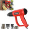 VickyHome 2000W Professional Heat Gun Electric Hot Air Gun 60℃~600℃ Dual Temperature Settings, 4 Nozzles, Overload Protection for Crafts, Shrink Wrapping/Tubing, Red