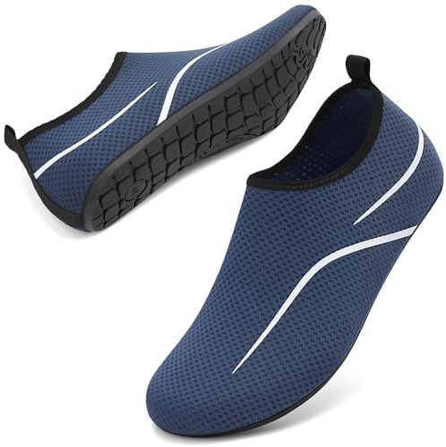 RUOMU Badeschuhe Damen Herren Wasserschuhe Schnell Trocknend Schwimmschuhe Strandschuhe rutschfeste Leicht Aquaschuhe Barfußschuhe Neoprenschuhe,Dunkelblau 40 EU