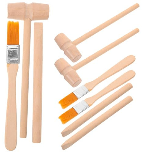 BESTonZON Excavation Tools for Kids, 3 Sets of Gemstone Childrens Excavation Tools Set Kids Pretend Play Dino Dig Kit Toys, Stem Science Kits with Wooden Digging Hammer Chisel Brush Learning Toy