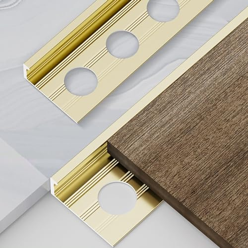 Fliesenprofil Lang 125CM*2 Stück EckprofilWinkelprofil Zum Kantenschutz Hoch: 11.1mm/13.1mm Abschlussleiste Fliesen L-Profil FüR Innenbereich, BüRo, Schule, Hotel(Gold,W:11.1MM)