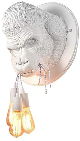 Wandleuchten Gorilla Ape Wandleuchte aus Harz Nordische Tier Wandleuchte Sconce Kreative industrielle Wandleuchte for Loft Schlafzimmer Nachttisch Bauernhof Badezimmer Eitelkeit Lampe(Color:White)