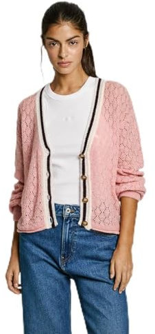 Pepe Jeans Noe Maglione Cardigan, Rosa (Rosa Lavato), XS Donna