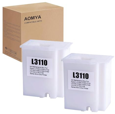 Aomya 2 Stück L3110 Wartungsbox L3110 Resttintentank Ersatz für EcoTank ET-2720 ET-2803 ET-2800 ET-4700 ET-2710 ET-2715 ET-2721 ET-2726 L3110 L3210 L3210 150 Liter. 3250 Drucker, 2 Stück