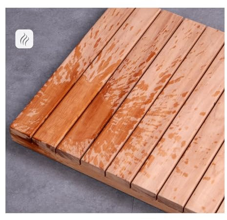QWEASDF Tapis de Douche en Bois, caillebotis Douche, Tapis de Bain de Douche antidérapant caillebotis caillebotis, Accessoires de Salle de Bain en Bambou,Personnalisables(75x75cm/30x30in)