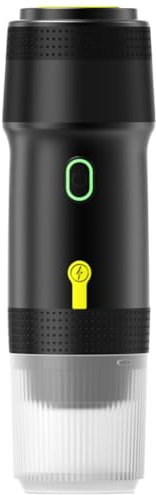 WMFASBAG Máquina de café expreso italiana portátil de 60 ml, apta para cápsulas de café/polvo, cafetera eléctrica con calefacción inalámbrica, cafetera eléctrica para coche y hogar, camping,