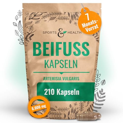 210 Beifuss Kapseln hochdosiert – 6000mg pro Kapsel – Artemisia Vulgaris – Beifuß Kraut